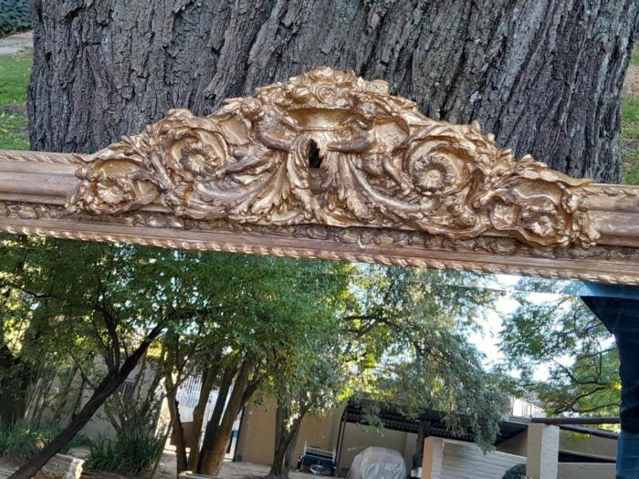 A French Rococo Style Ornately Carved & Gilded Bevelled Mirror - Image 6