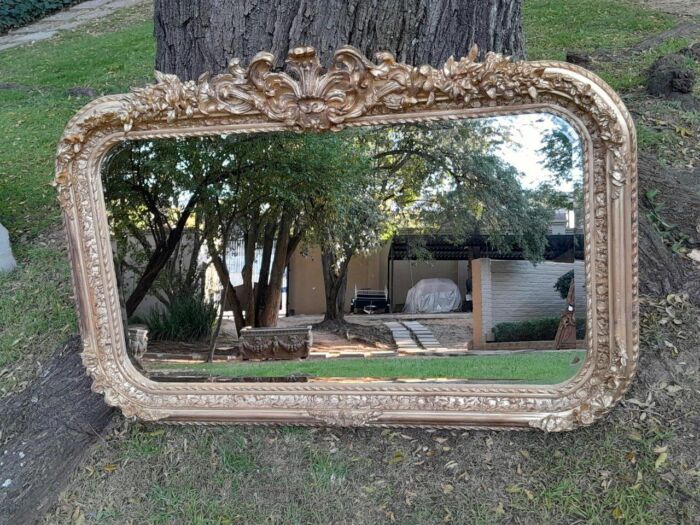 A French Rococo Style Ornately Carved & Gilded Bevelled Mirror - Image 9