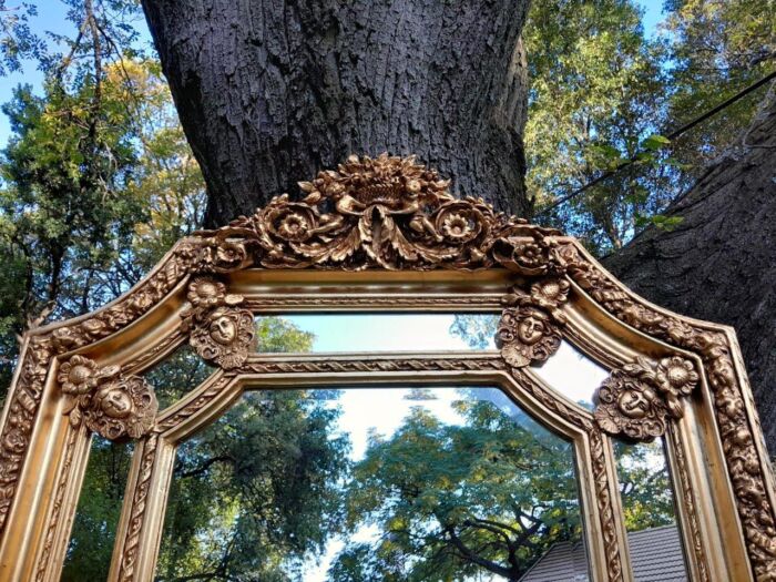 A French Rococo Style Ornately Carved & Gilded Bevelled Mirror - Image 7