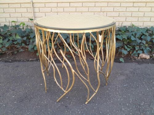 A Custom-Made Designer Wrought Iron Table with Bevelled Mirror top