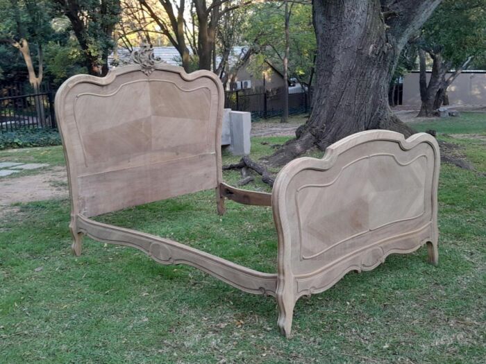 A 20TH Century French Walnut Rococo Style Double Bed in a Contemporary Bleached Finish - Image 2