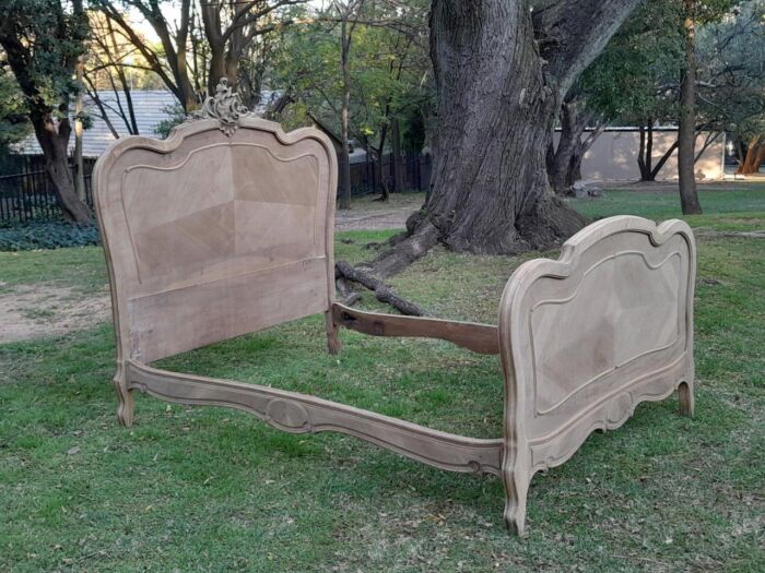 A 20TH Century French Walnut Rococo Style Double Bed in a Contemporary Bleached Finish - Image 3