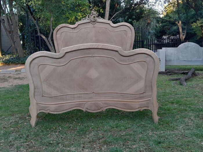 A 20TH Century French Walnut Rococo Style Double Bed in a Contemporary Bleached Finish - Image 4