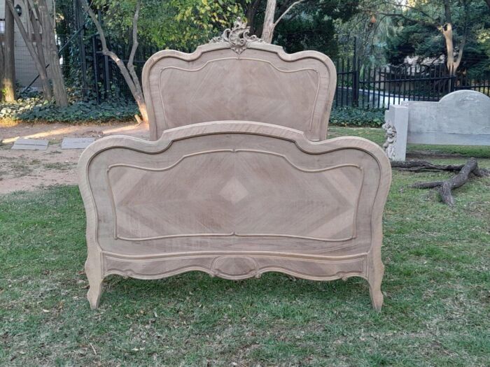 A 20TH Century French Walnut Rococo Style Double Bed in a Contemporary Bleached Finish - Image 5