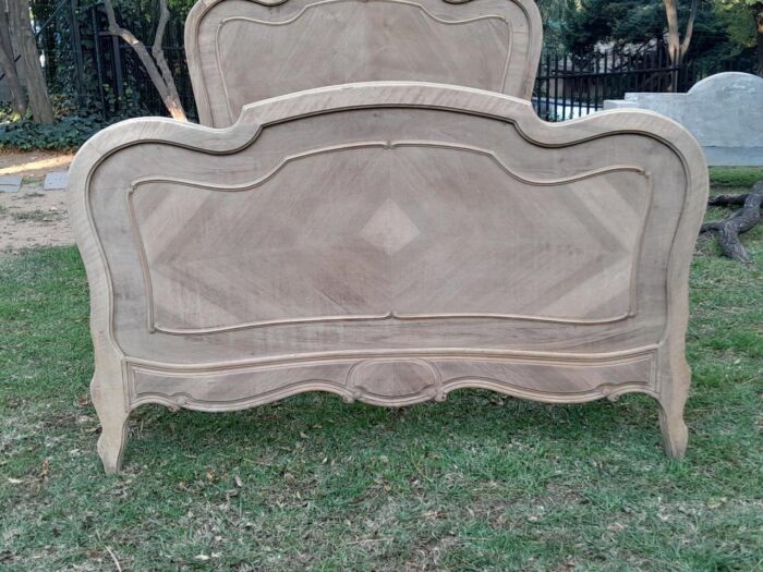 A 20TH Century French Walnut Rococo Style Double Bed in a Contemporary Bleached Finish - Image 6