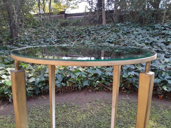 A Custom-made Gilt Metal Circulate Table / Side Table / Bedside Table with Two Bevelled Mirrors on Top and Bottom - Image 6