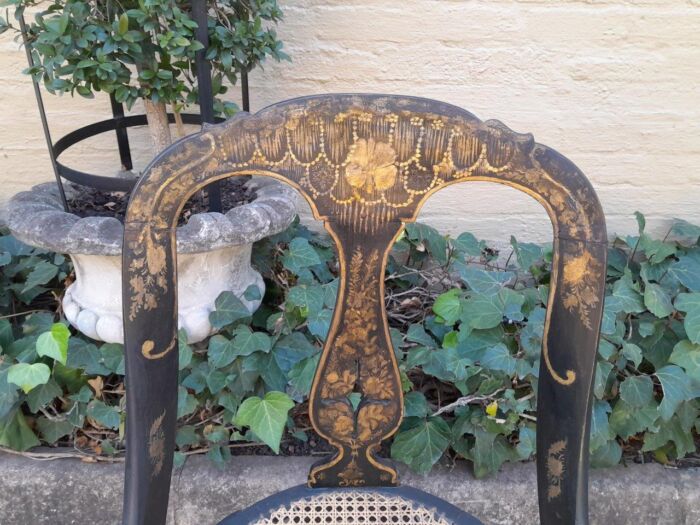 A Late 19th Century Pair of Chinoiserie Ebonised M ahogany Chairs with Rattan Seats - Image 10