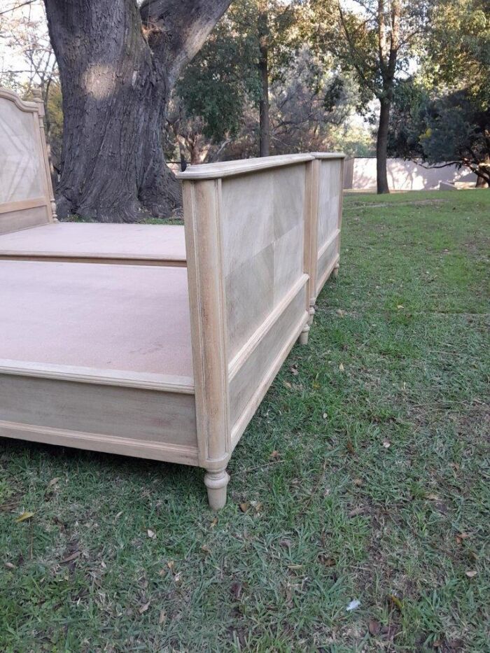 A 20th Century French Pair of Single Walnut Beds in a Contemporary Bleached Finish - Image 9