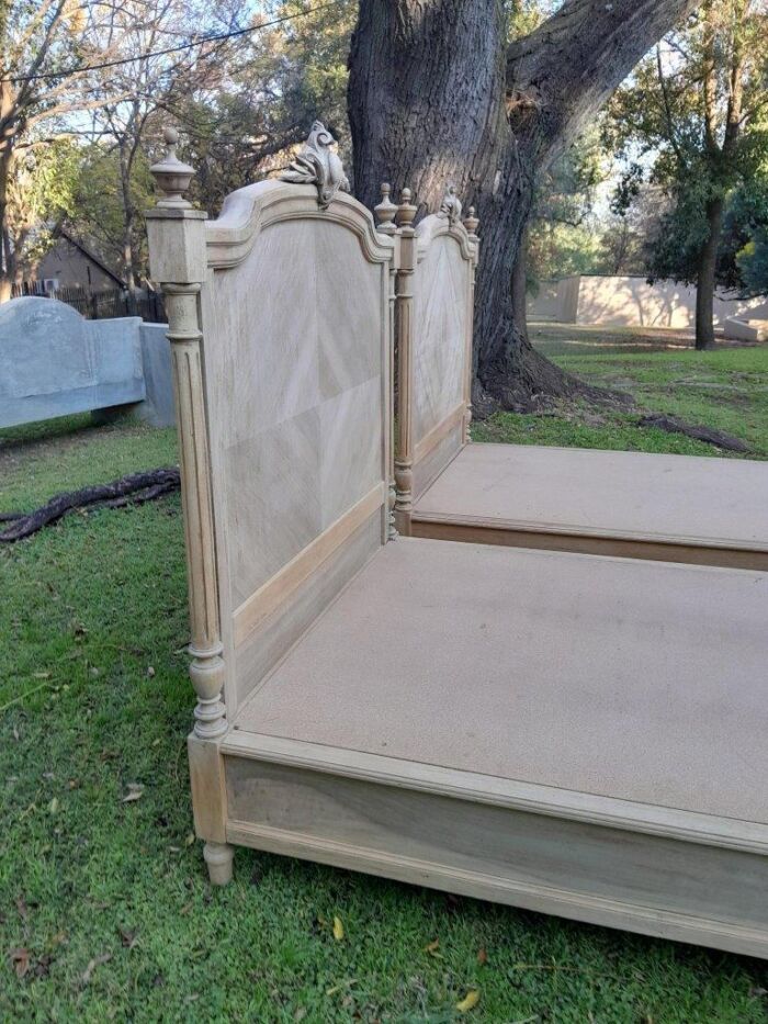 A 20th Century French Pair of Single Walnut Beds in a Contemporary Bleached Finish - Image 10