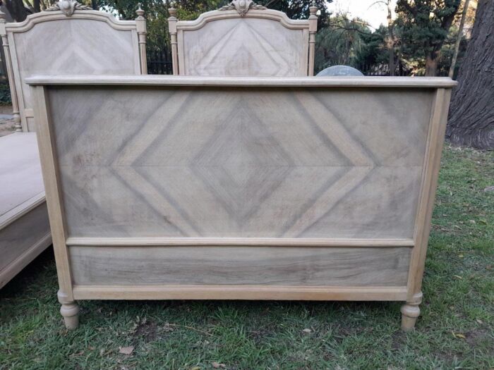 A 20th Century French Pair of Single Walnut Beds in a Contemporary Bleached Finish - Image 13