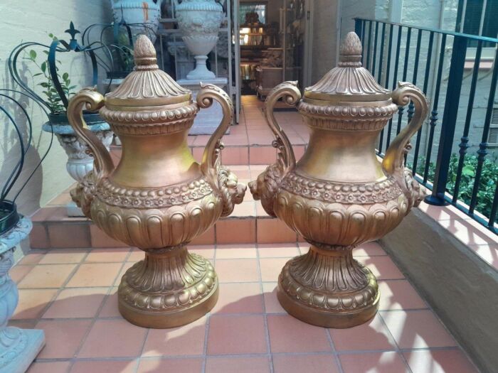 A  20th Century Of Gilt-Paint Bronze Urns - Image 2