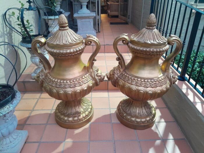 A  20th Century Of Gilt-Paint Bronze Urns - Image 3