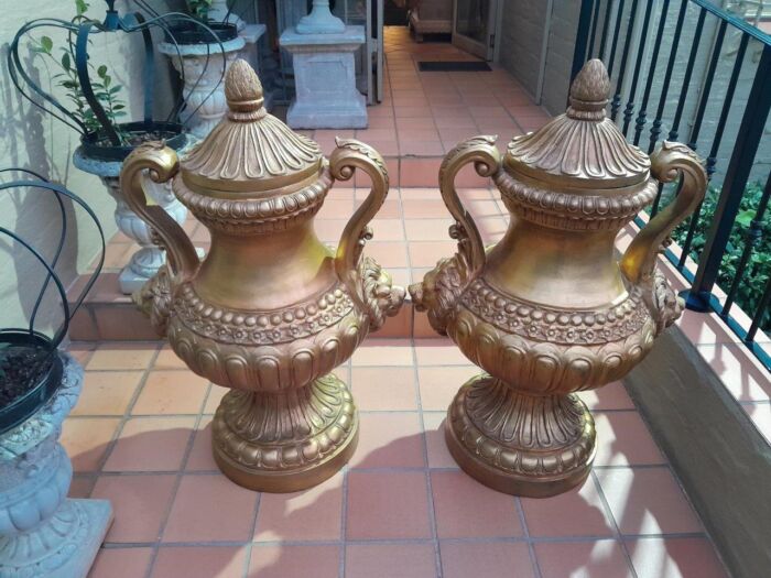 A  20th Century Of Gilt-Paint Bronze Urns - Image 4