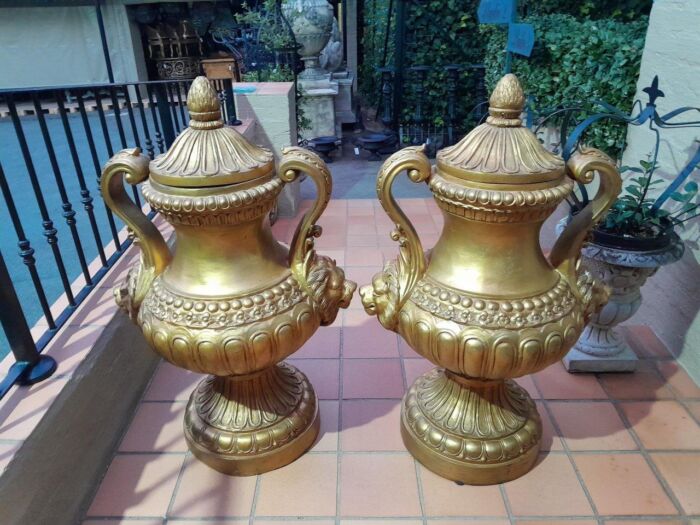 A  20th Century Of Gilt-Paint Bronze Urns - Image 5