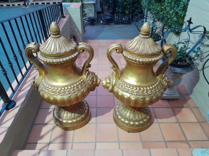 A  20th Century Of Gilt-Paint Bronze Urns - Image 6