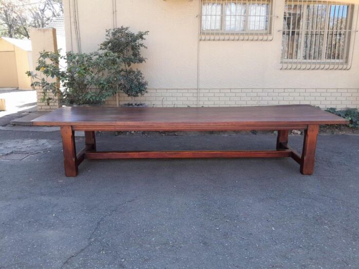 A 20th Century Massive Teak Refectory / Dining / Entrance Table  (12 To 14 Seater) - Image 4