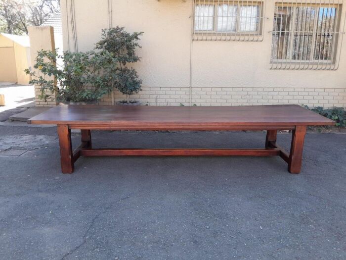 A 20th Century Massive Teak Refectory / Dining / Entrance Table  (12 To 14 Seater) - Image 5