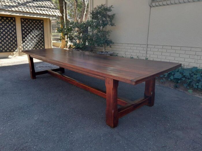 A 20th Century Massive Teak Refectory / Dining / Entrance Table  (12 To 14 Seater) - Image 9