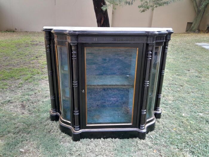 A 19th Century French Ebonised And Gilt Painted Credenza  /  Display Cabinet