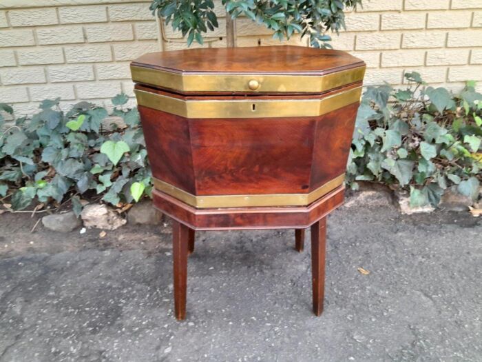 An Early 19th Century George III Mahogany Brass Bound Celleratte On Stand