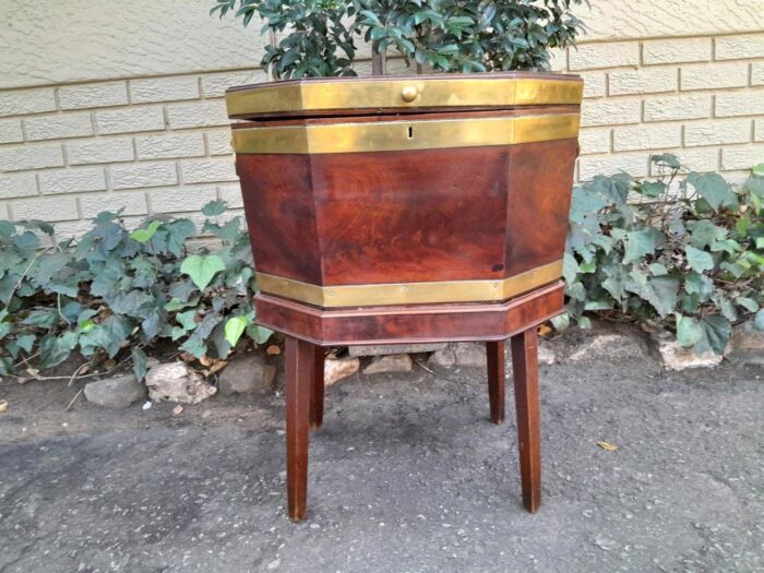 An Early 19th Century George III Mahogany Brass Bound Celleratte On Stand - Image 2