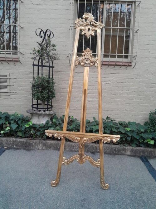 A 20th Century Carved Teak and Hand Gilded Easel