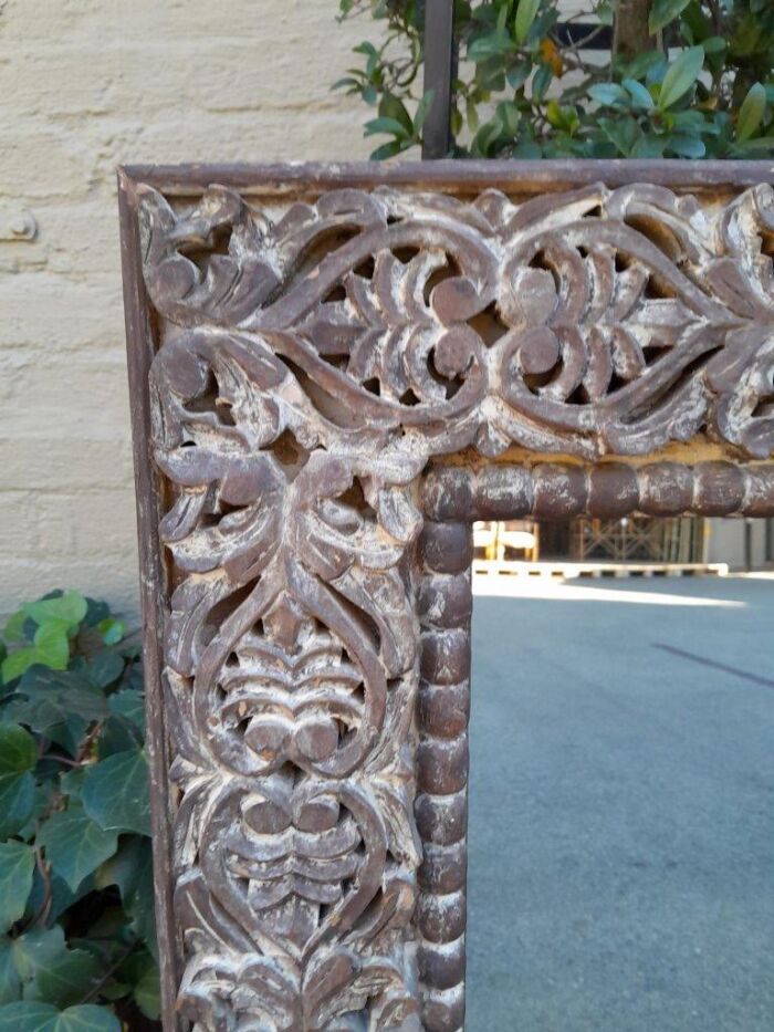 A Pair of Heavily Carved Ornate Floral Mirrors in A Distressed Contemporary Finish - Image 8