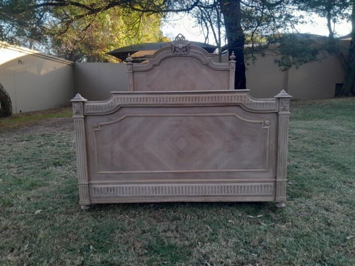 A Late 19th/Early 20TH Century French Rococo Heavily Carved Double Size Bed in a Bleached  Contemporary Finish - Image 2