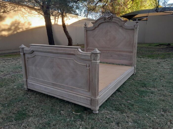 A Late 19th/Early 20TH Century French Rococo Heavily Carved Double Size Bed in a Bleached  Contemporary Finish - Image 5