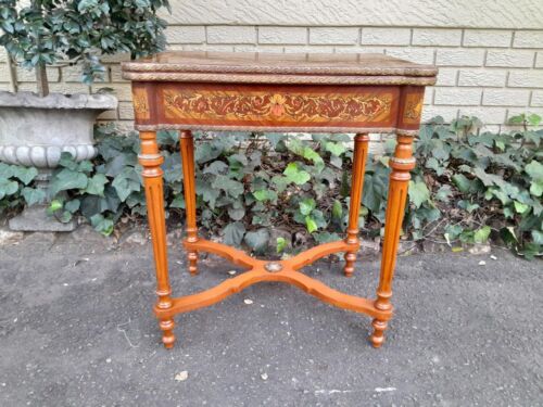 A 20th Century French Style Walnut and Gilt Metal  Games Table with Tooled Leather Top