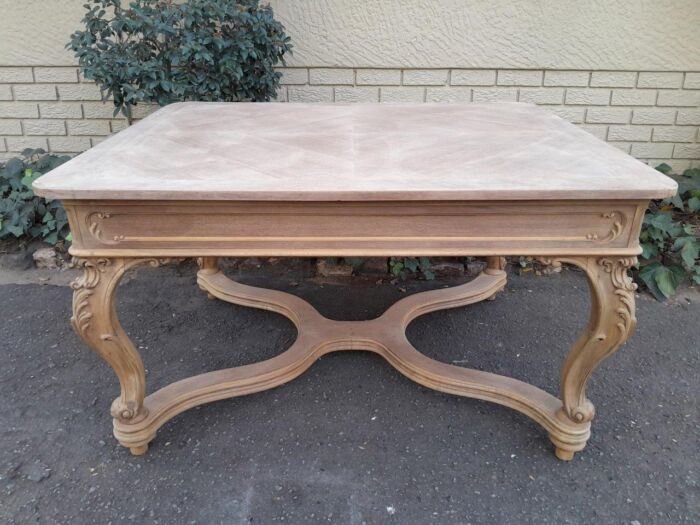 A 19th Century French Carved Walnut Entrance / Console / Teatable In A Contemporary Bleached Finish