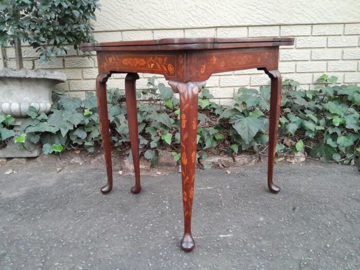 An Antique 19th Century Dutch Marquetry Card Table