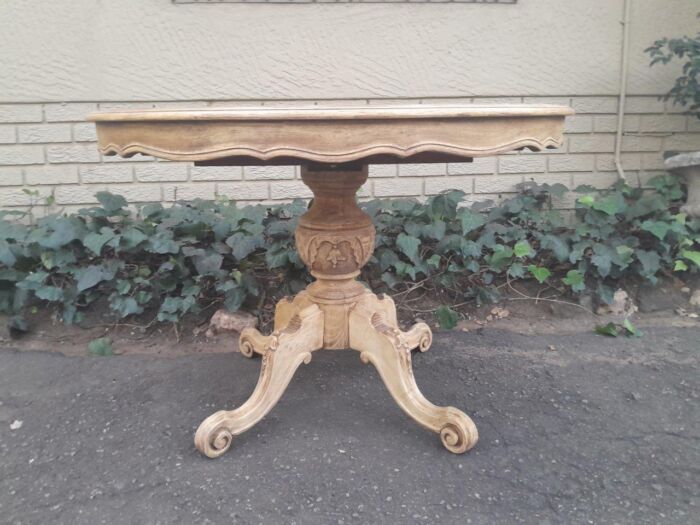 A 20th Century Dutch Walnut And Mahogany Table With Scalloped Edge And In A Contemporary Bleached Finish