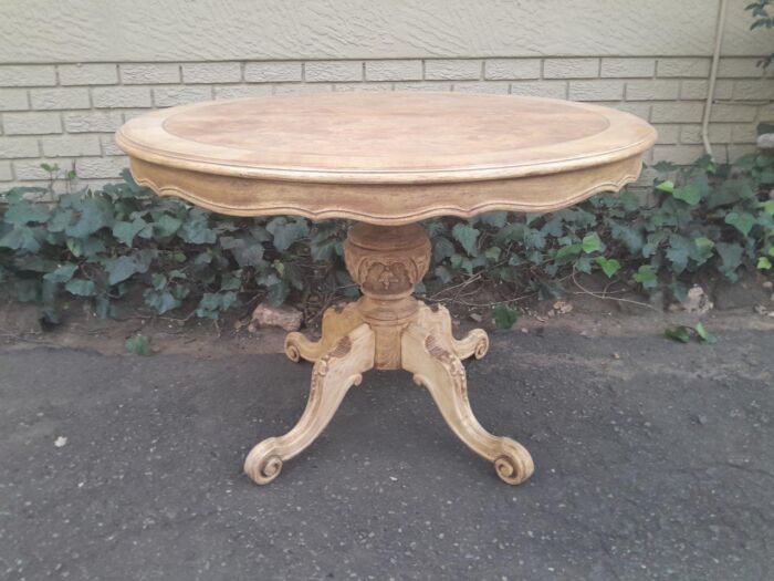 A 20th Century Dutch Walnut And Mahogany Table With Scalloped Edge And In A Contemporary Bleached Finish - Image 2