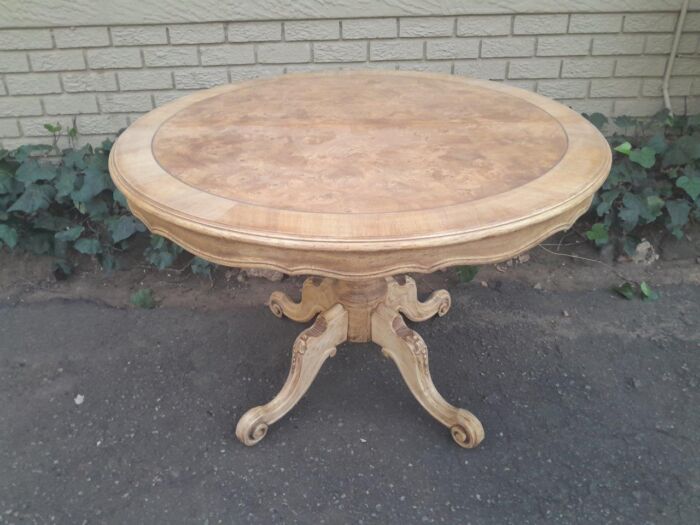 A 20th Century Dutch Walnut And Mahogany Table With Scalloped Edge And In A Contemporary Bleached Finish - Image 3