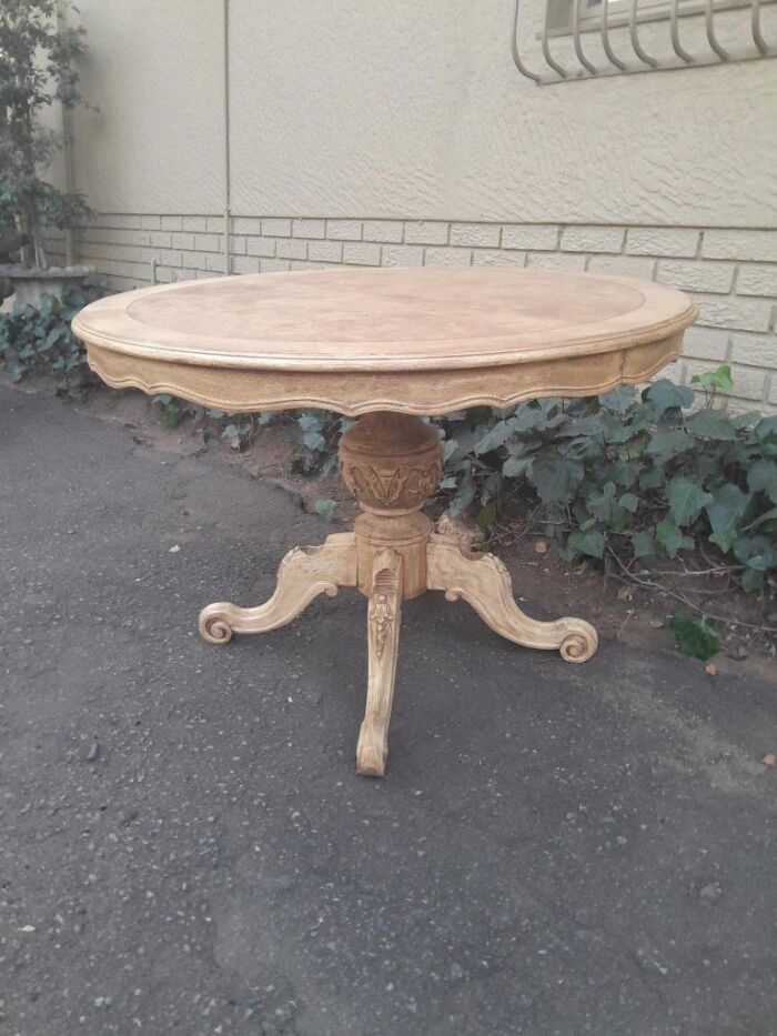 A 20th Century Dutch Walnut And Mahogany Table With Scalloped Edge And In A Contemporary Bleached Finish - Image 4