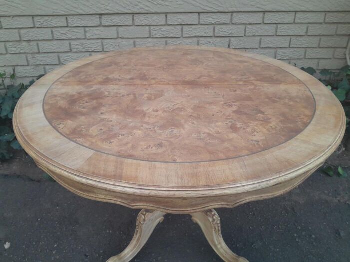 A 20th Century Dutch Walnut And Mahogany Table With Scalloped Edge And In A Contemporary Bleached Finish - Image 6