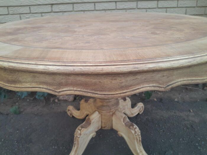 A 20th Century Dutch Walnut And Mahogany Table With Scalloped Edge And In A Contemporary Bleached Finish - Image 7