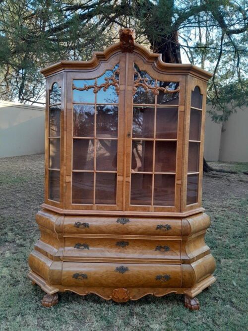 A 20th Century Dutch Walnut Display / Vitrine Cabinet in a Bleached Contemporary Finish