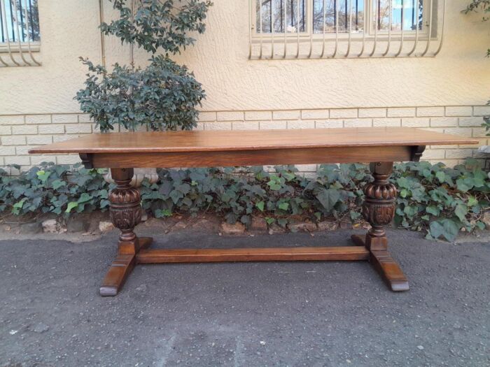 A 19th Century Circa 1900 Heavily Carved Oak Refectory Table - Image 2