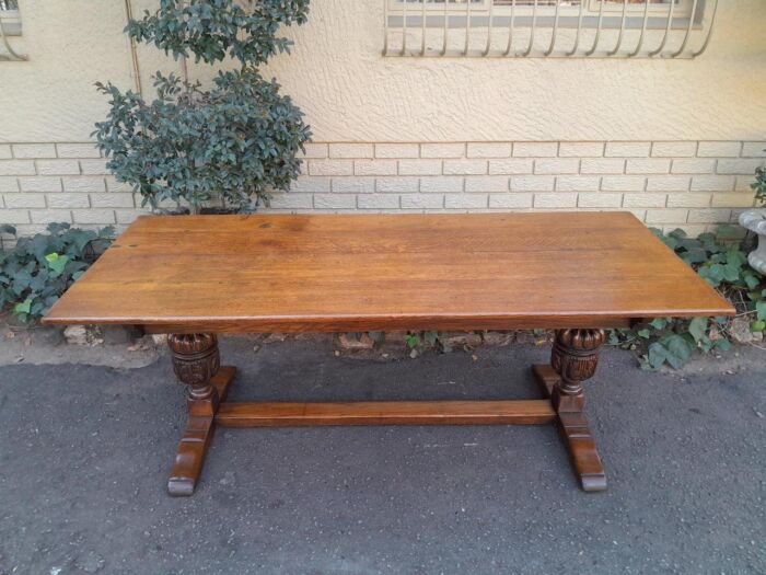 A 19th Century Circa 1900 Heavily Carved Oak Refectory Table - Image 3