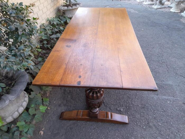 A 19th Century Circa 1900 Heavily Carved Oak Refectory Table - Image 6