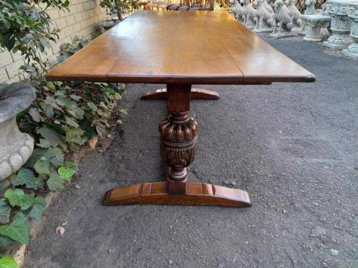 A 19th Century Circa 1900 Heavily Carved Oak Refectory Table - Image 7