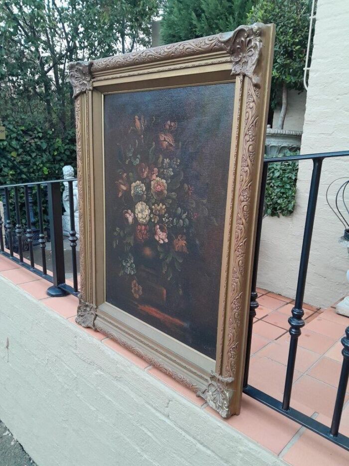 A 20th Century Oil On Canvas Flower Painting - Image 5