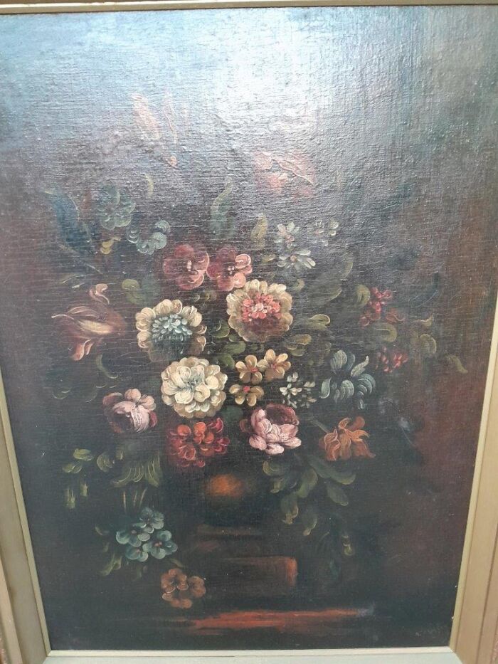 A 20th Century Oil On Canvas Flower Painting - Image 8