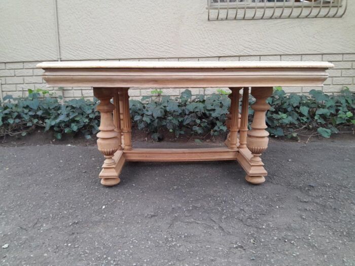 A 19th Century French Heavily Carved Walnut Table in a Contemporary Bleached Finish