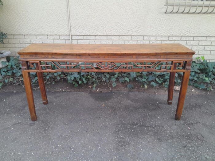 An Antique Early   20th Century Chinese Elmwood Server / Table with Good Patina - Image 3