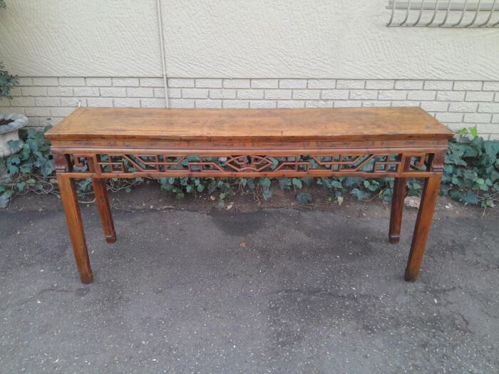 An Antique Early   20th Century Chinese Elmwood Server / Table with Good Patina - Image 4