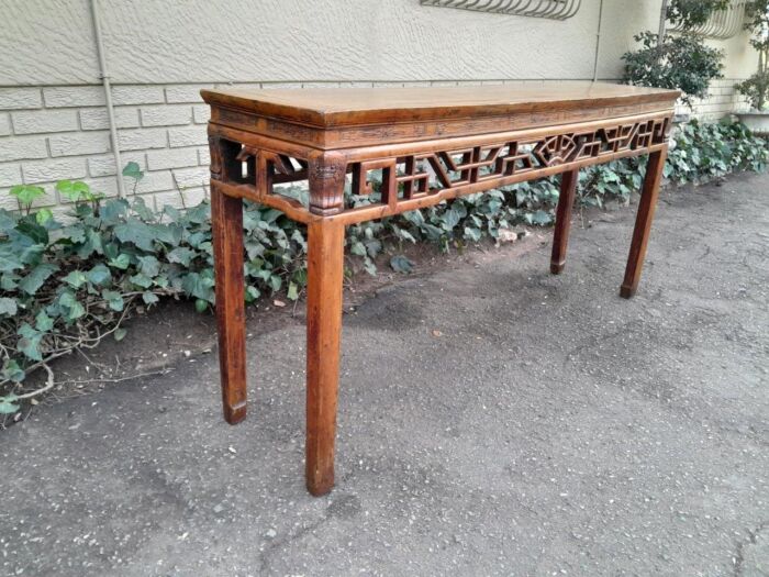 An Antique Early   20th Century Chinese Elmwood Server / Table with Good Patina - Image 5