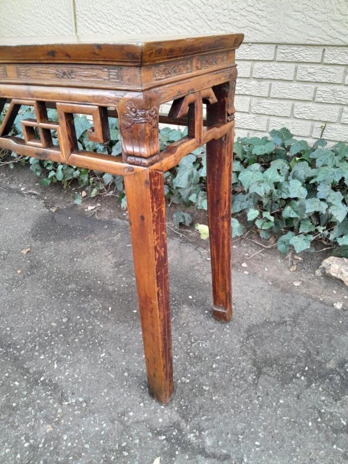 An Antique Early   20th Century Chinese Elmwood Server / Table with Good Patina - Image 7